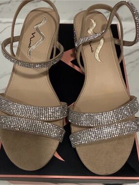 Nina Champagne Rhinestone Strappy Sandals